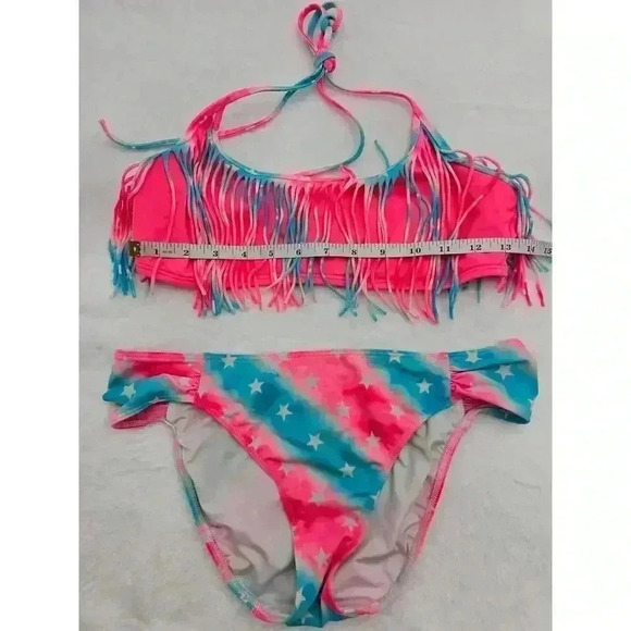 Victoria's Secret Pink Women's Size M/L Pink and Blue Fringe Star Bikini - Picture 3 of 7